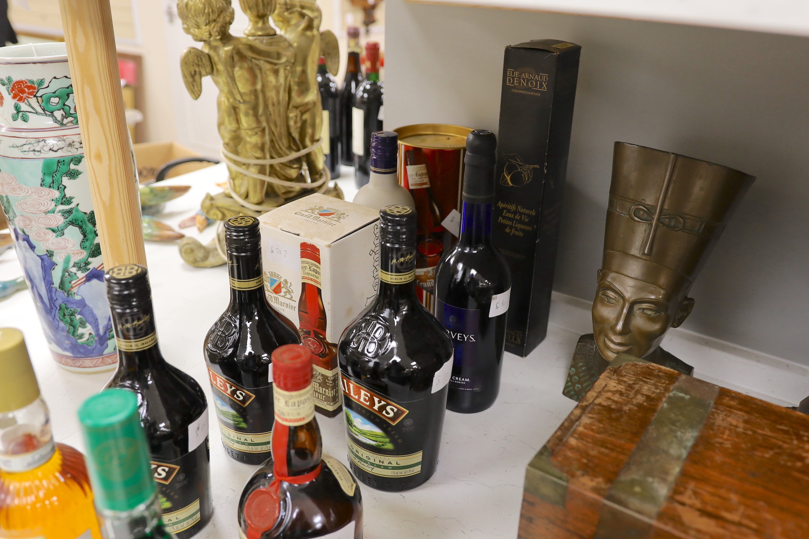 An assortment of liqueurs and others, to include baileys, southern comfort, grand marnier, etc.